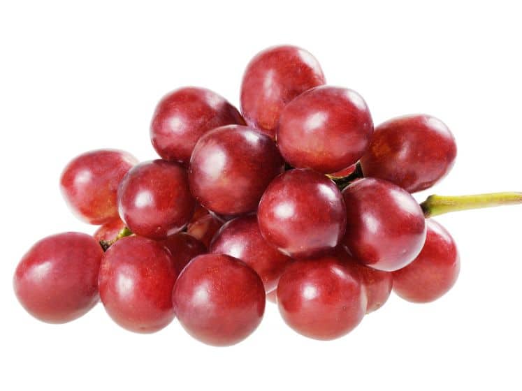 Bunch of red grapes isolated on white