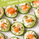 Pinterest graphic for the cucumber and dill smoked salmon appetizer recipe.