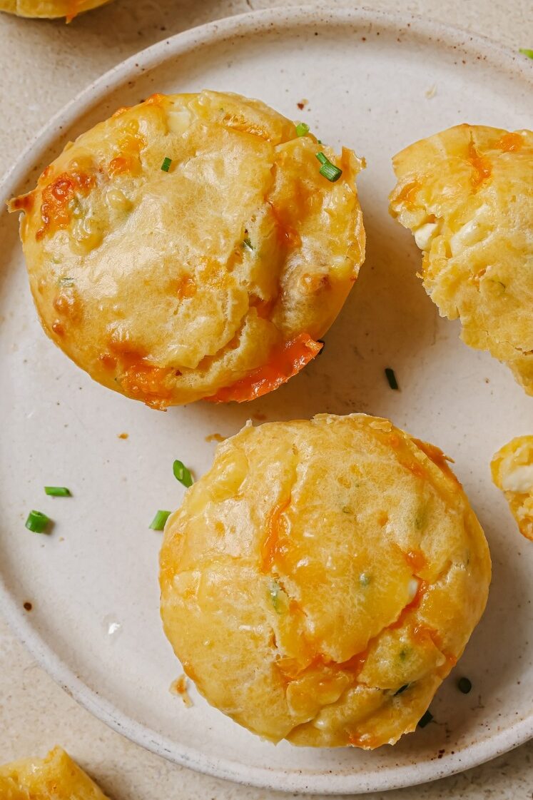 Cottage cheese breakfast muffins on a plate.