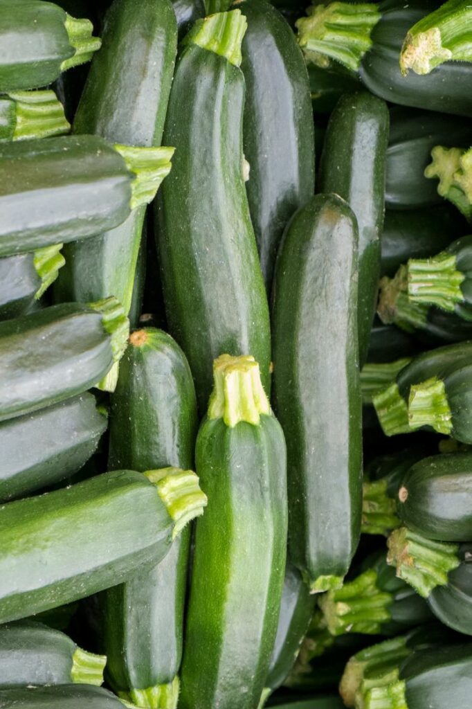 A pile of fresh zucchini.