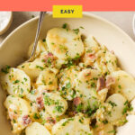 Pinterest graphic for the German potato salad recipe.