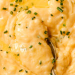 Pinterest graphic for the Cheddar and Chive Mashed Potatoes recipe.