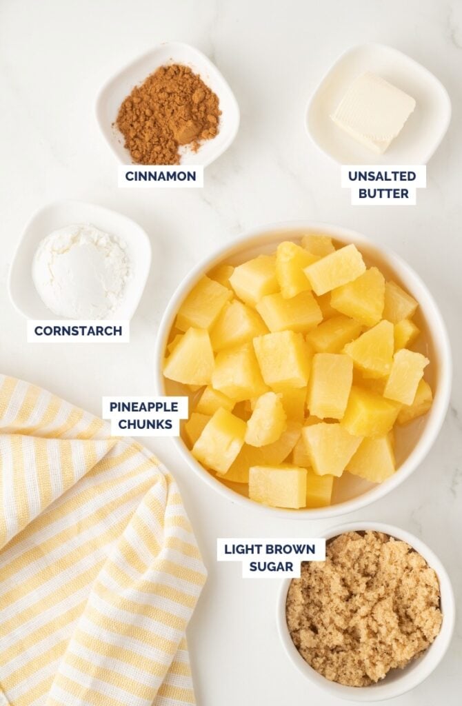 Air-fried pineapple ingredients.