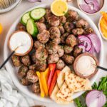 Greek meatballs with pita and tzatziki.