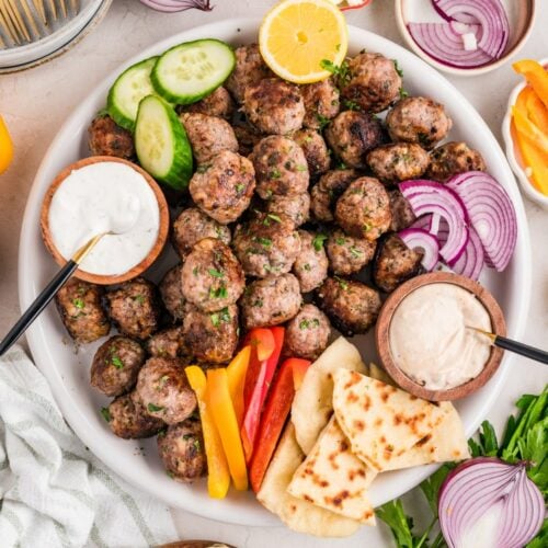 Greek meatballs with pita and tzatziki.