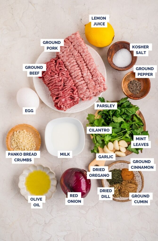 Ingredients for Greek meatballs.