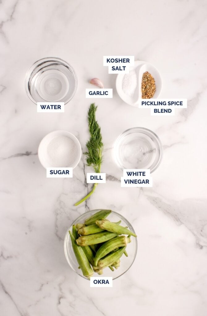Ingredients for pickled okra.