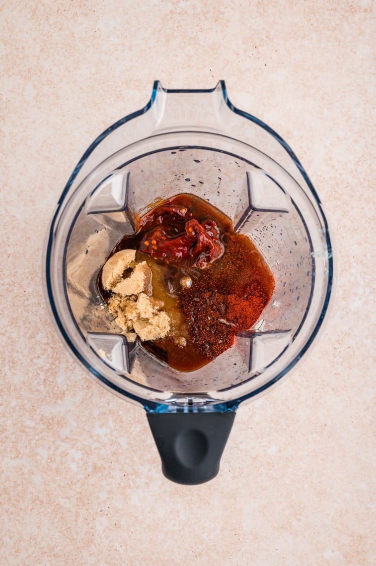 Chipotle marinade ingredients in a blender before mixing.
